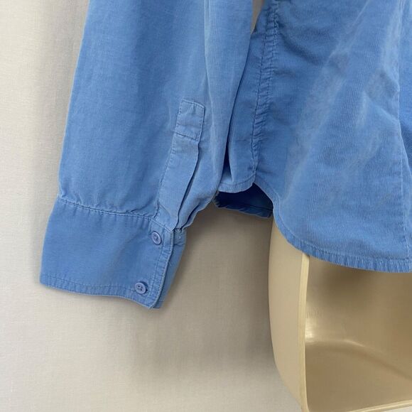Vintage Talbots Corduroy Button Up Top Medium Blue Pin Tuck Pleat Fine Wale Y2K - Picture 7 of 13